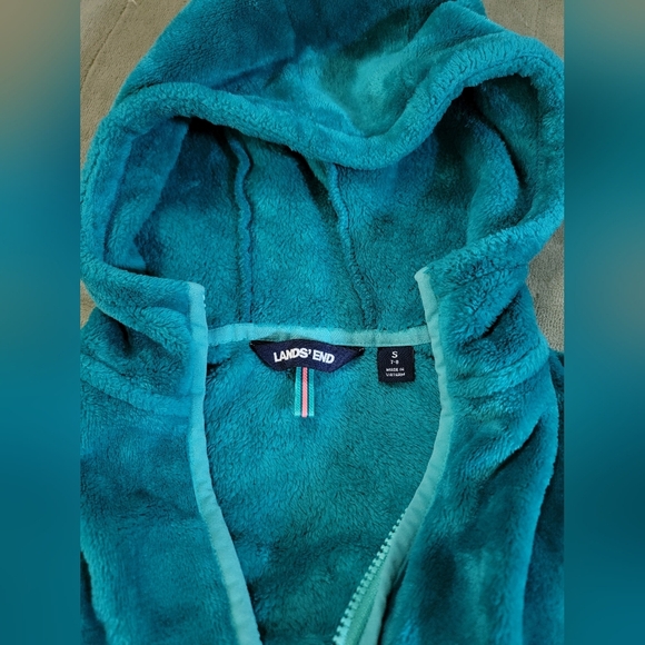 Lands' End Kids' Teal Zip-Up Hoodie Size  S 7/8 - Picture 3 of 4